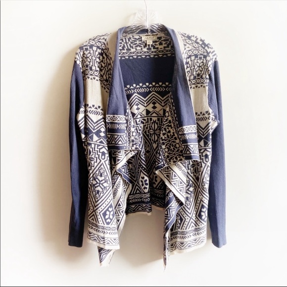 Lucky Brand cardigan navy southwestern waterfall - Picture 2 of 7